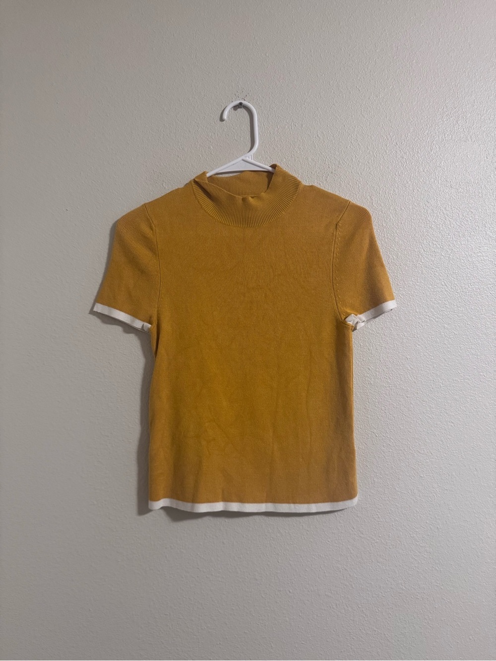 Maeve Mustard Knit Top with White Trim